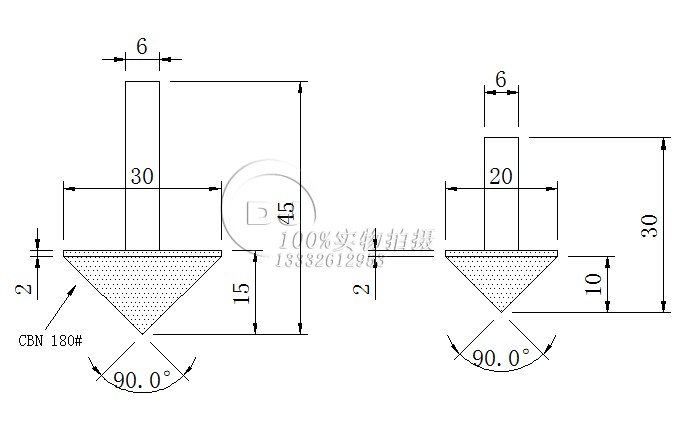 90度CBN倒角磨头图纸
