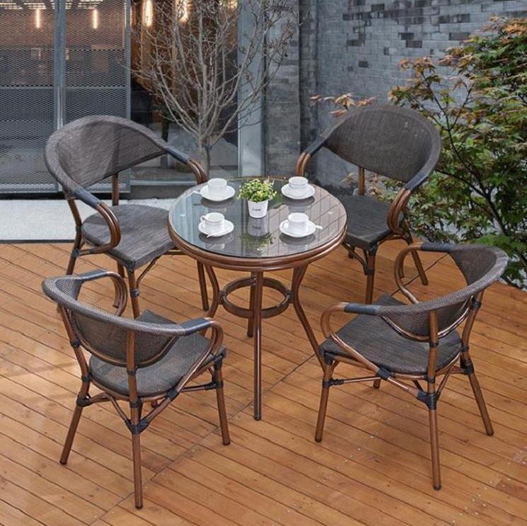 雅亭家具厂家供应YT-220户外铝合金网布咖啡椅组合